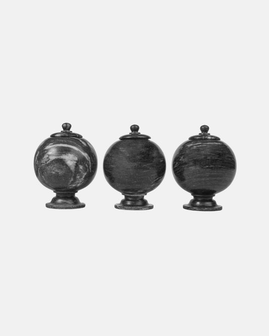 Orb-shaped Black Marble Cachepot