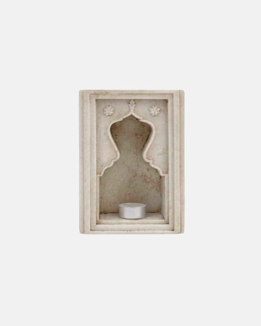 Single Mughal Style Marble Candle Stand