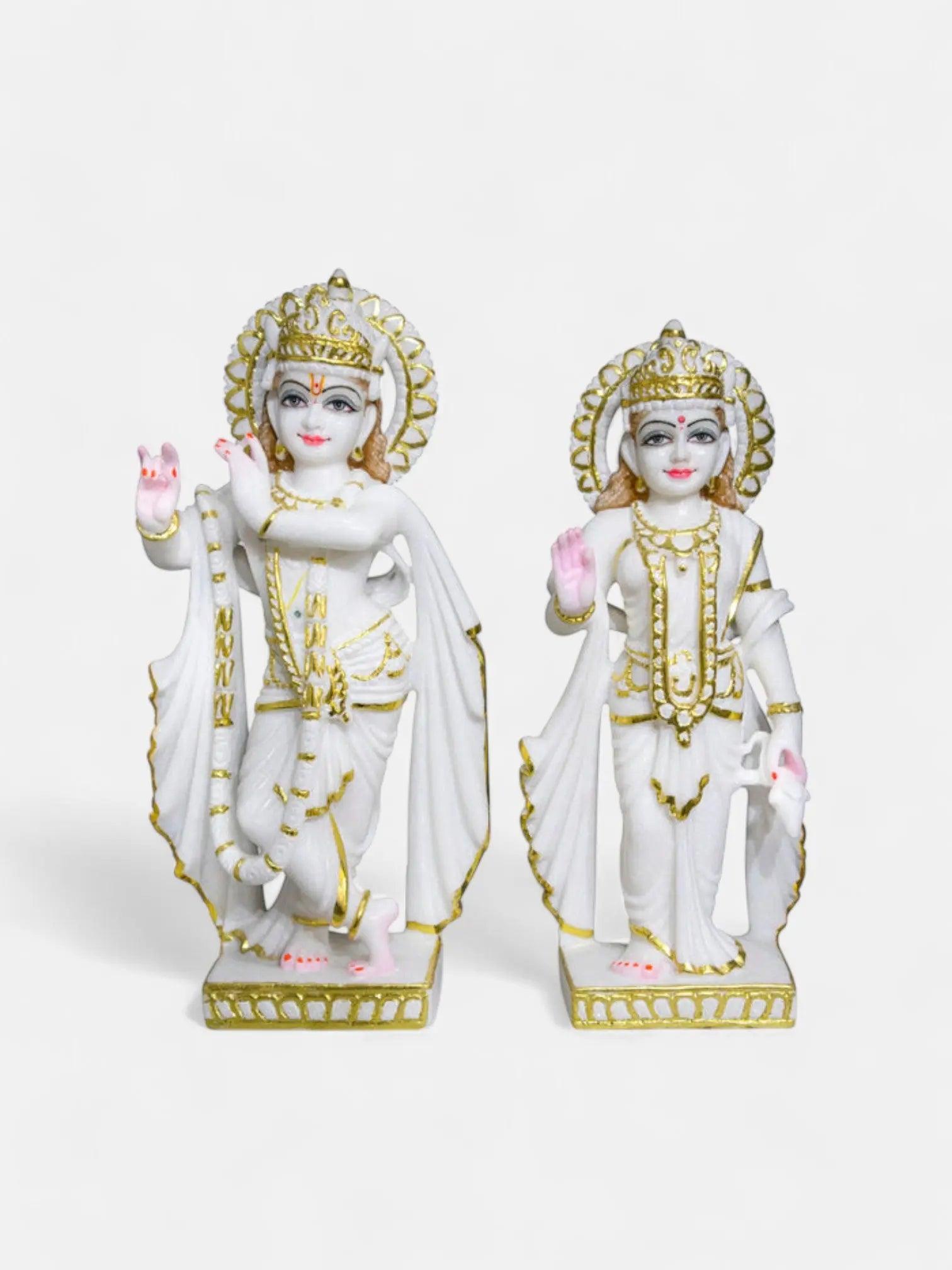 Radha Krishna 18-Inch White Marble Statue Artifat Stonex