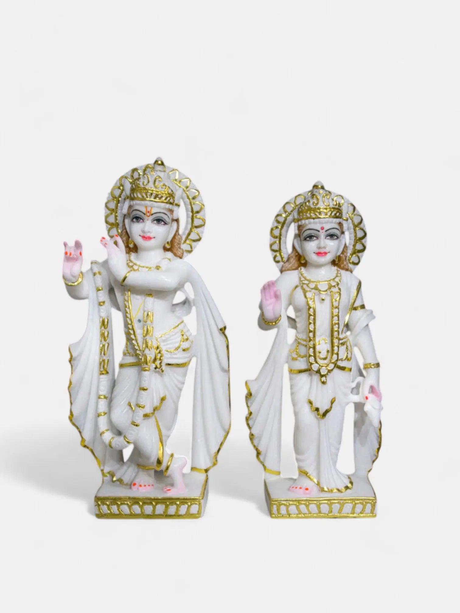 Radha Krishna 18-Inch White Marble Statue Artifat Stonex