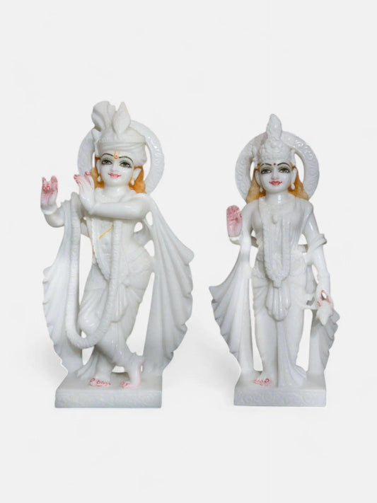 Radha Krishna, 18-Inch, White Marble Murti Artifat Stonex