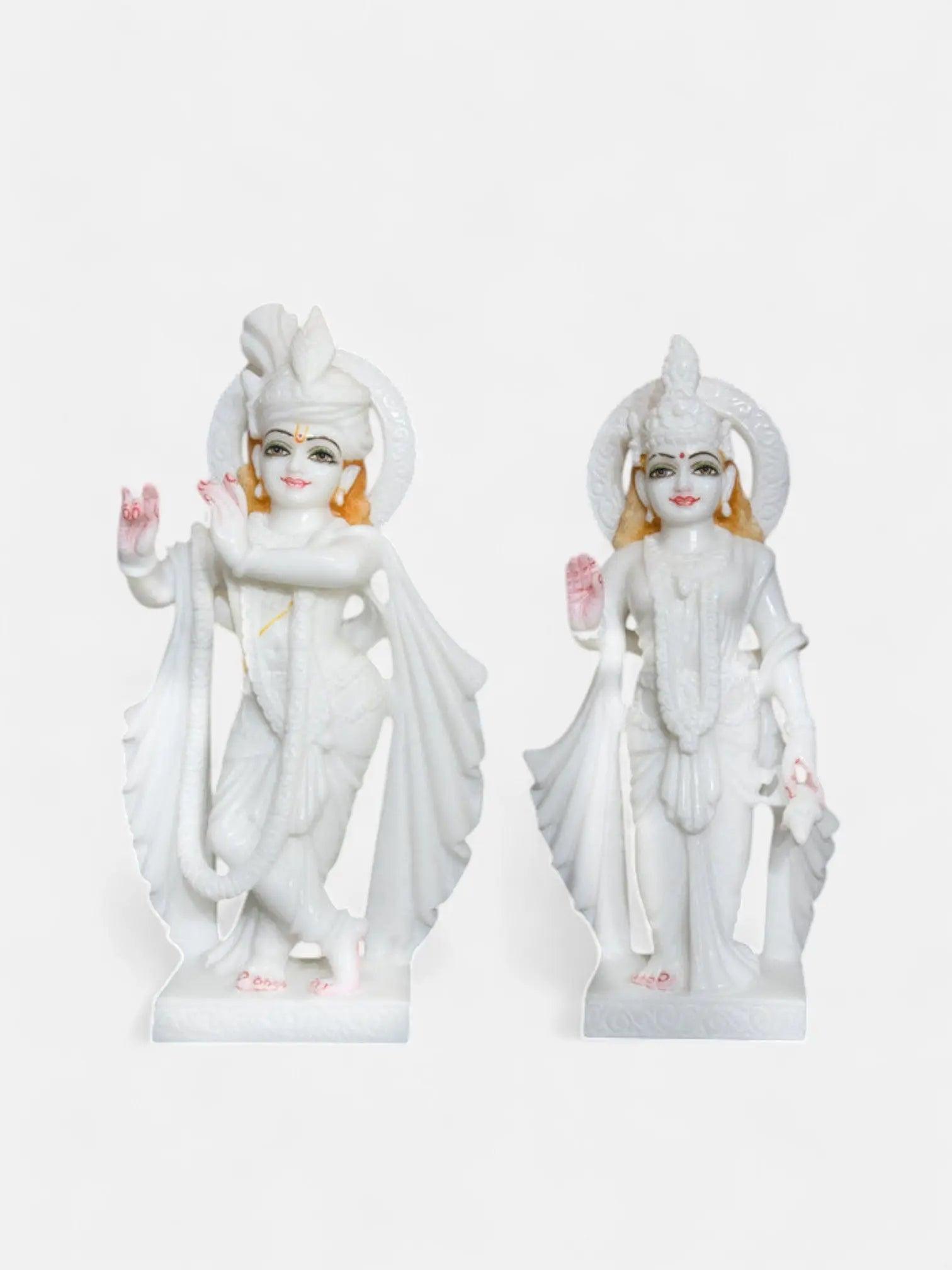 Radha Krishna, 18-Inch, White Marble Murti Artifat Stonex