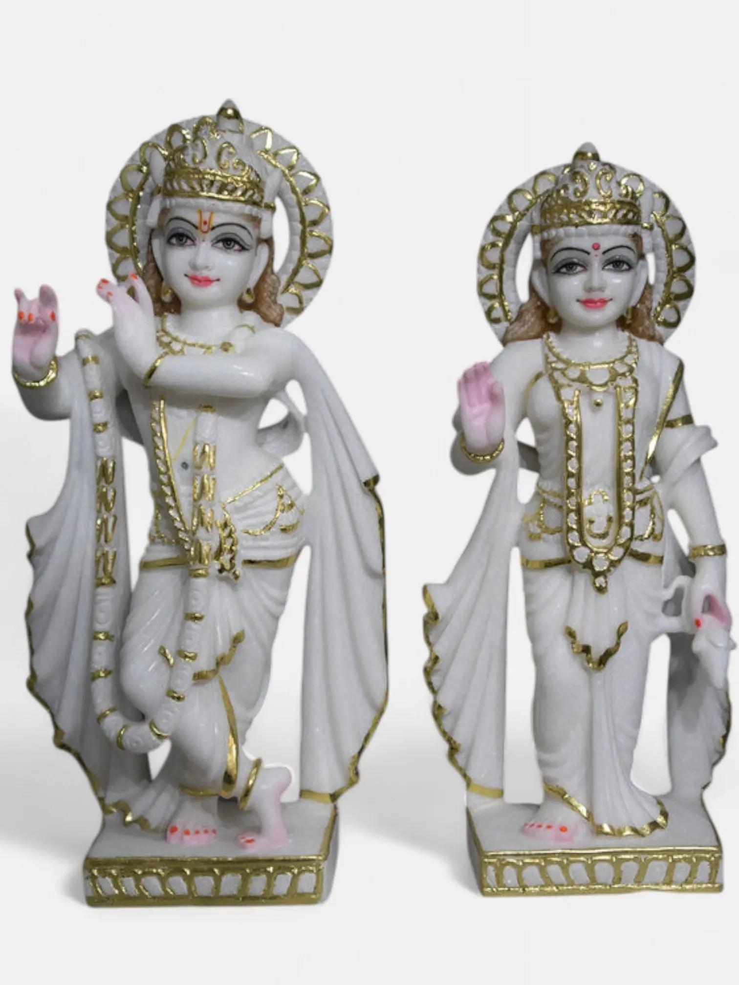 Radha Krishna 18-Inch White Marble Statue Artifat Stonex