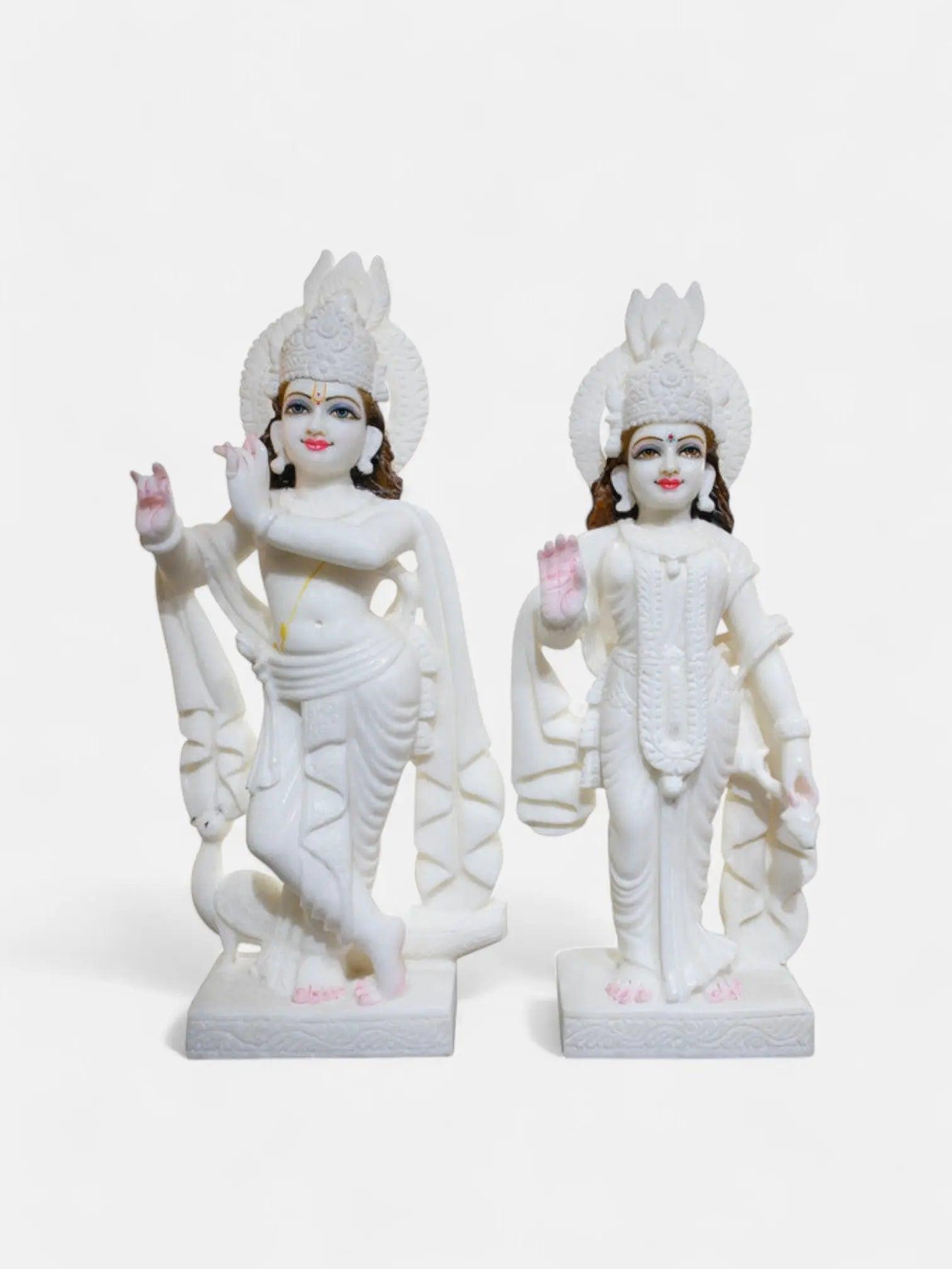 Radha Krishna, 24-Inch, White Marble Statue Artifat Stonex