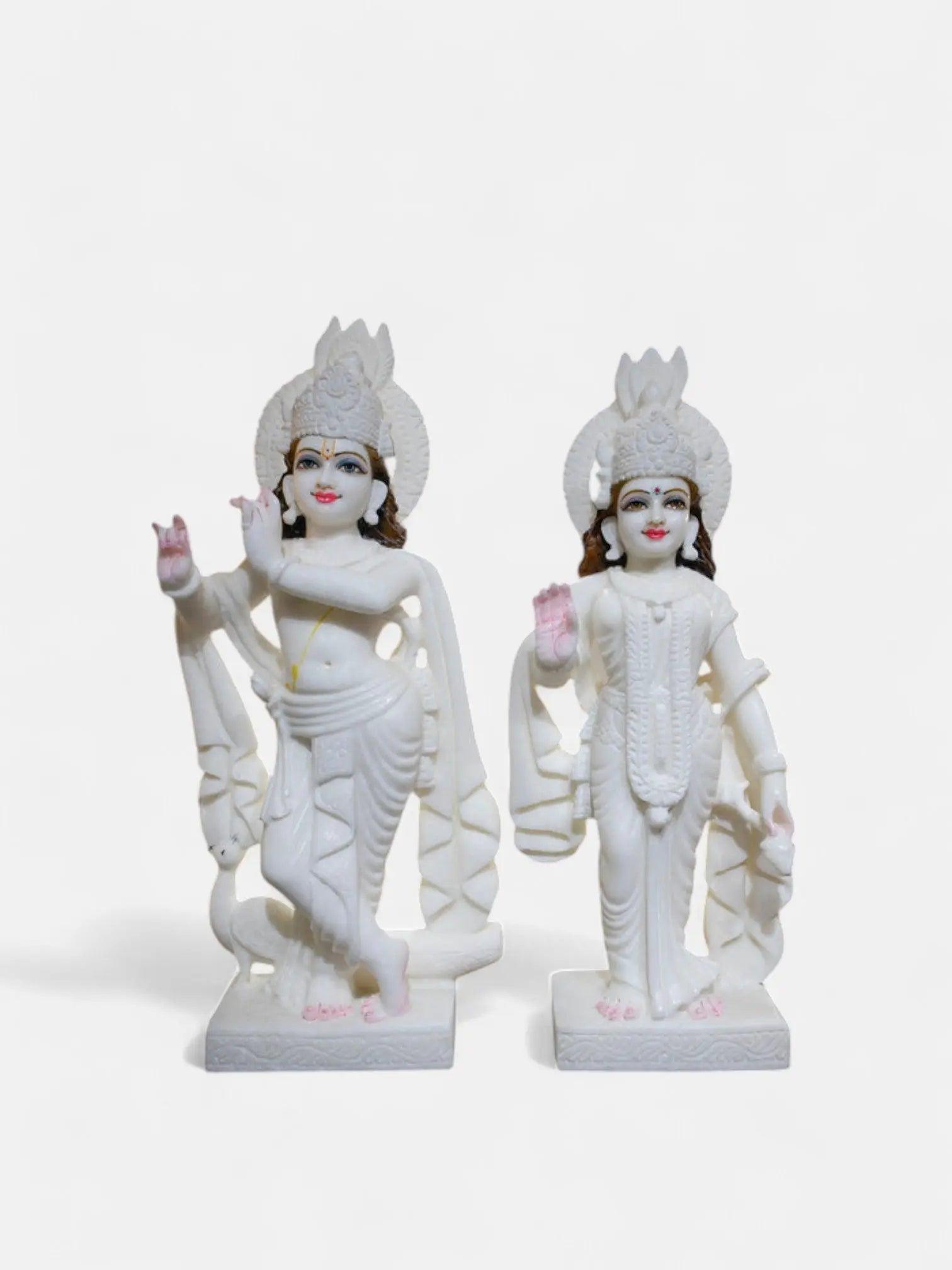 Radha Krishna, 24-Inch, White Marble Statue Artifat Stonex