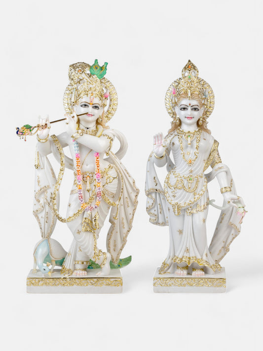 Shri Krishna and Radha Marble Statue