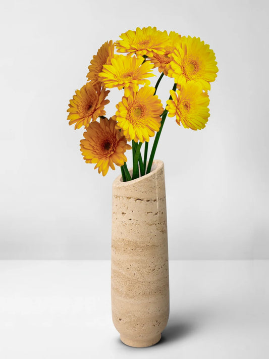 Travertine Marble Flower Vase for Decor