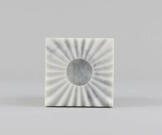 Sun Burst Tea Light Holder – Natural Marble Elegance.