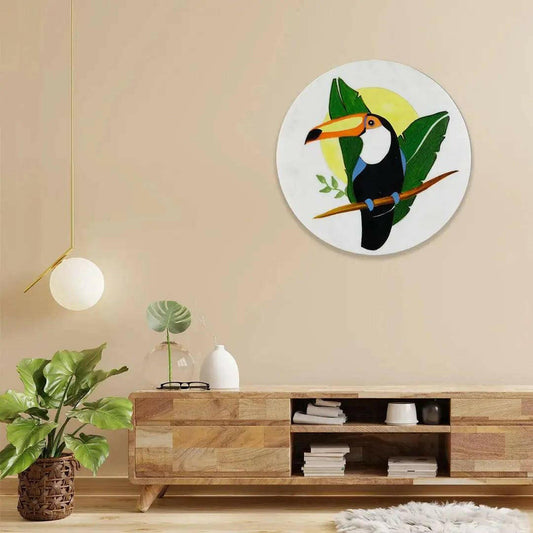 Tropical Themed Hand-Painted Marble Wall decor – 8 Inches.