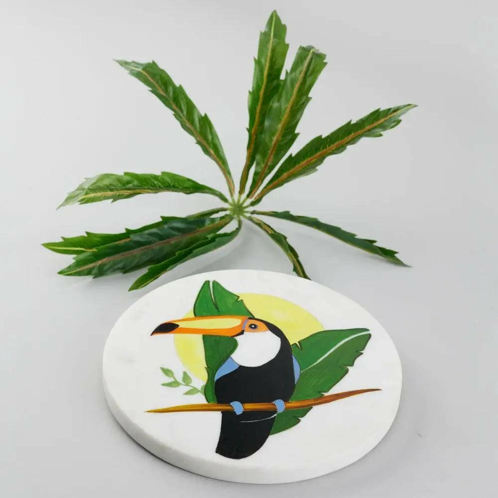 Tropical Themed Hand-Painted Marble Wall decor – 8 Inches.