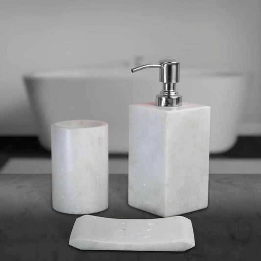 Elegant White Marble Bathroom Set.