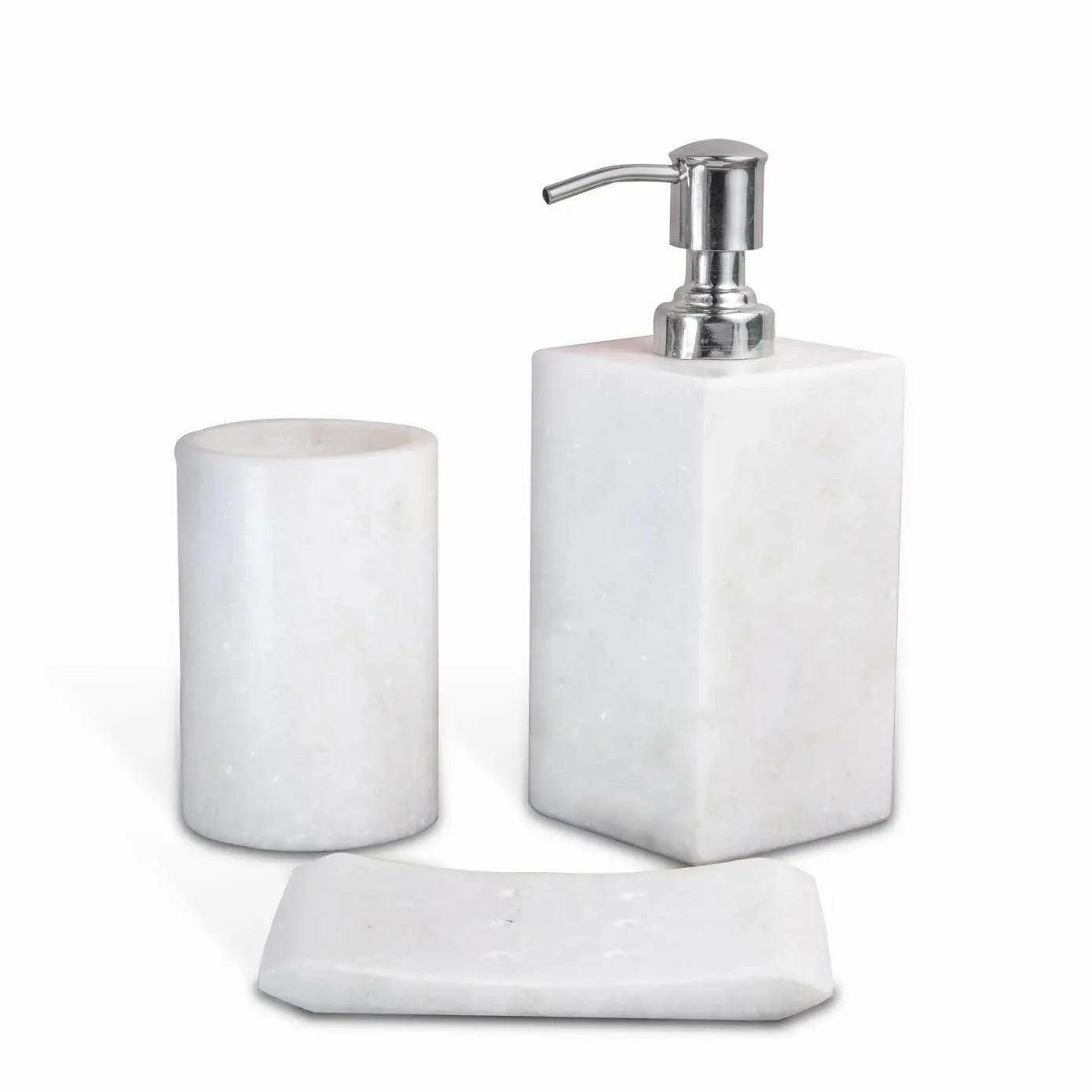 Elegant White Marble Bathroom Set.