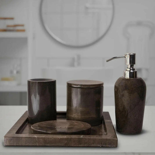 Marble Bathroom Set, Elegant Bronze Finish.