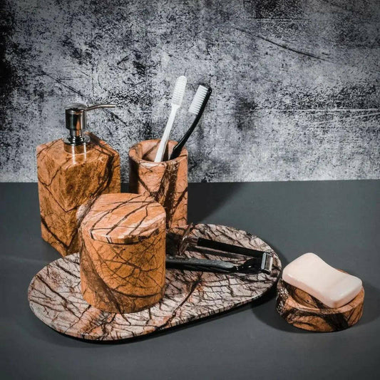 Rainforest Marble Bathroom Accessories Set.