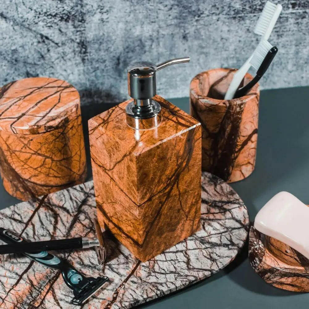 Rainforest Marble Bathroom Accessories Set.