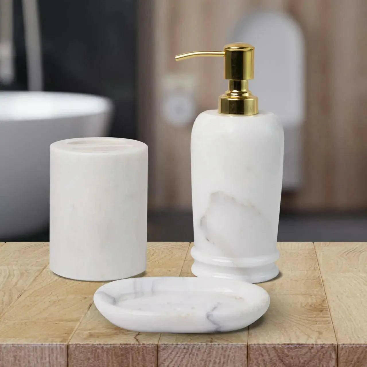 Statuario Marble Bathroom Set, Elegant Design.