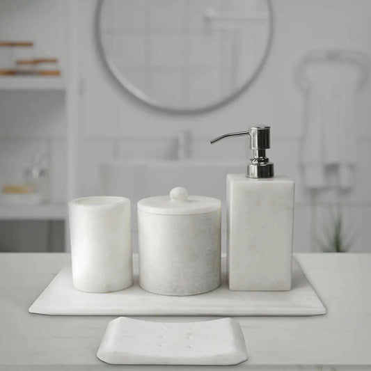 White Marble Bathroom Set, Luxury Decor.