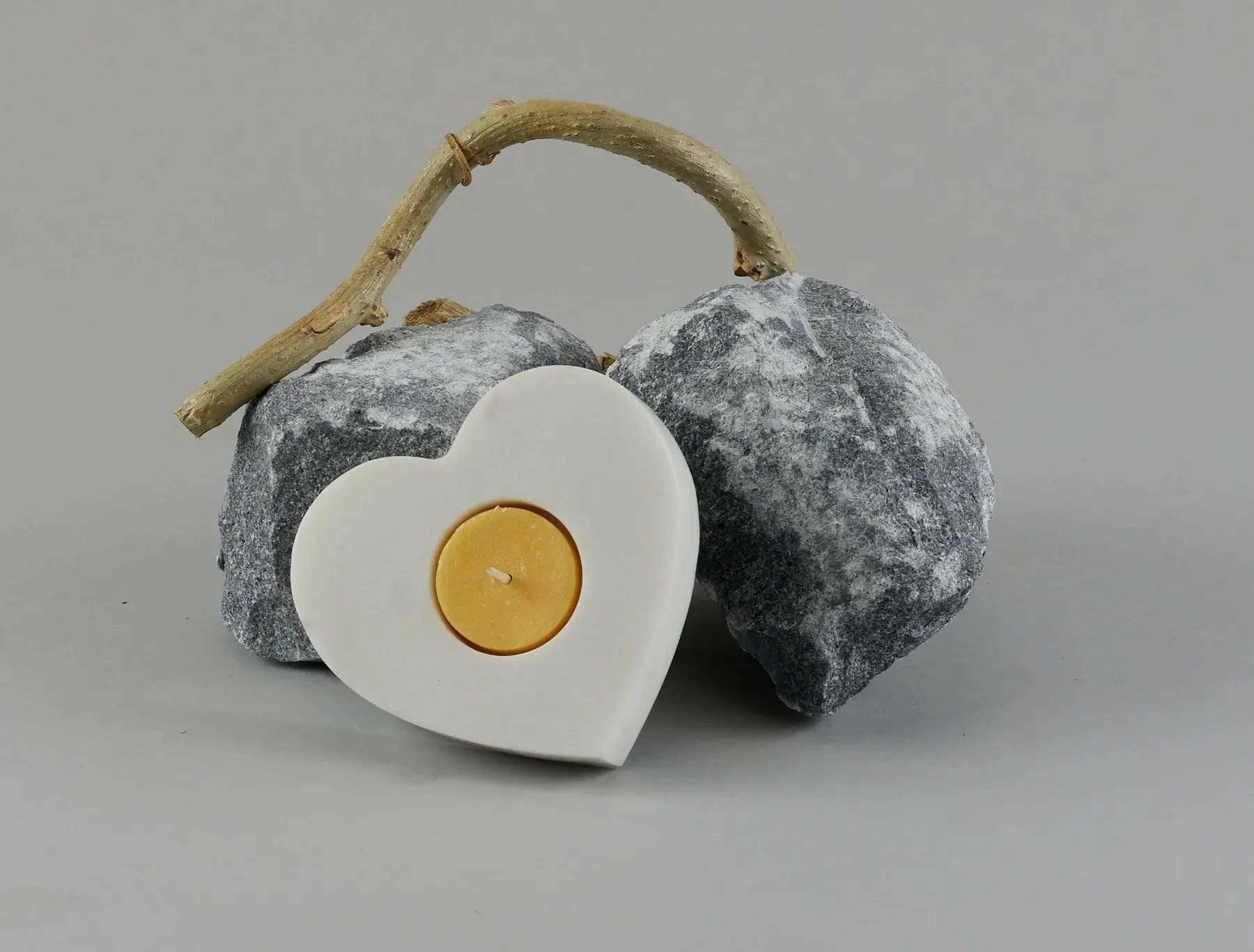 Heart Tea Light Holder - Romantic Marble Candle Holder.