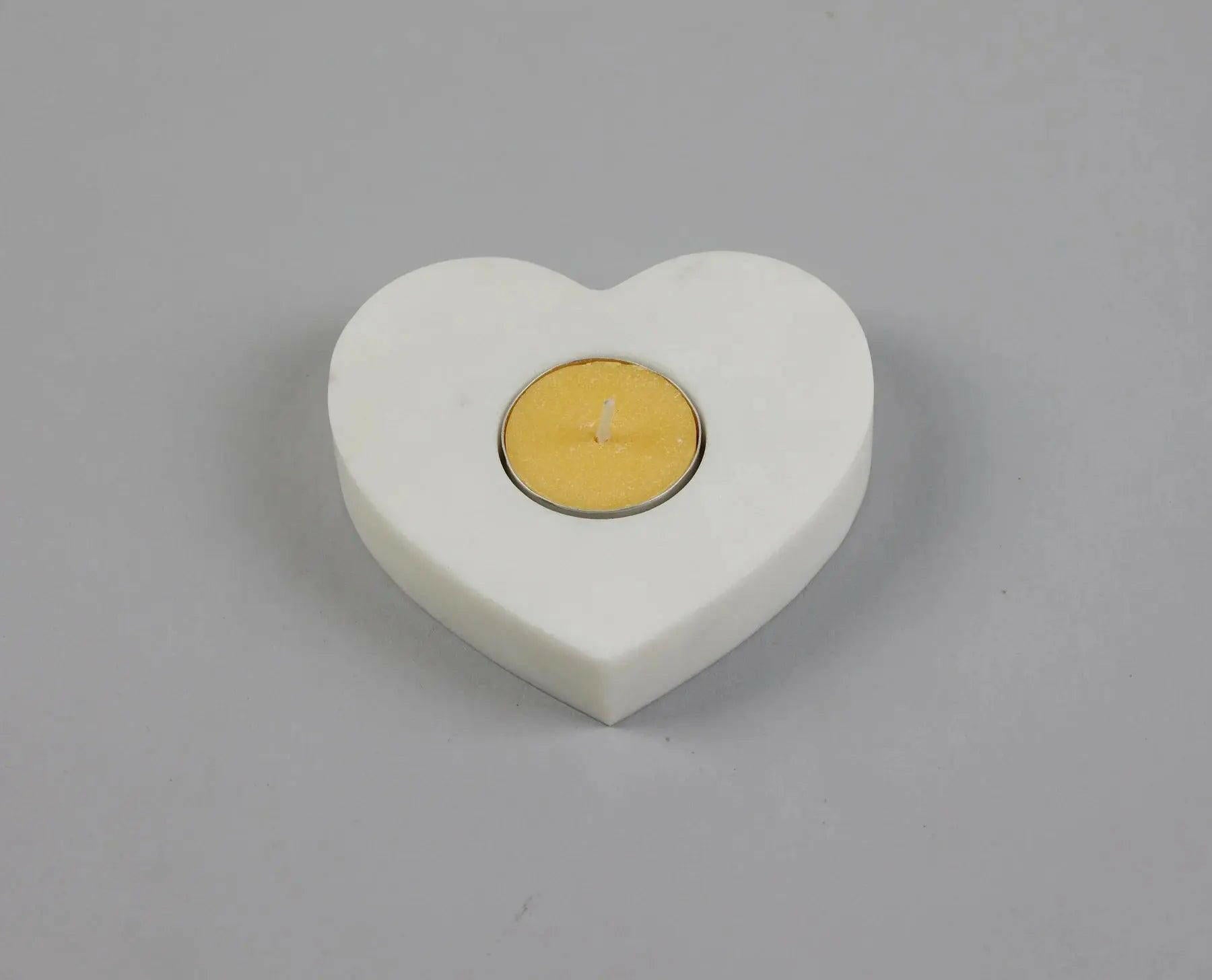 Heart Tea Light Holder - Romantic Marble Candle Holder.