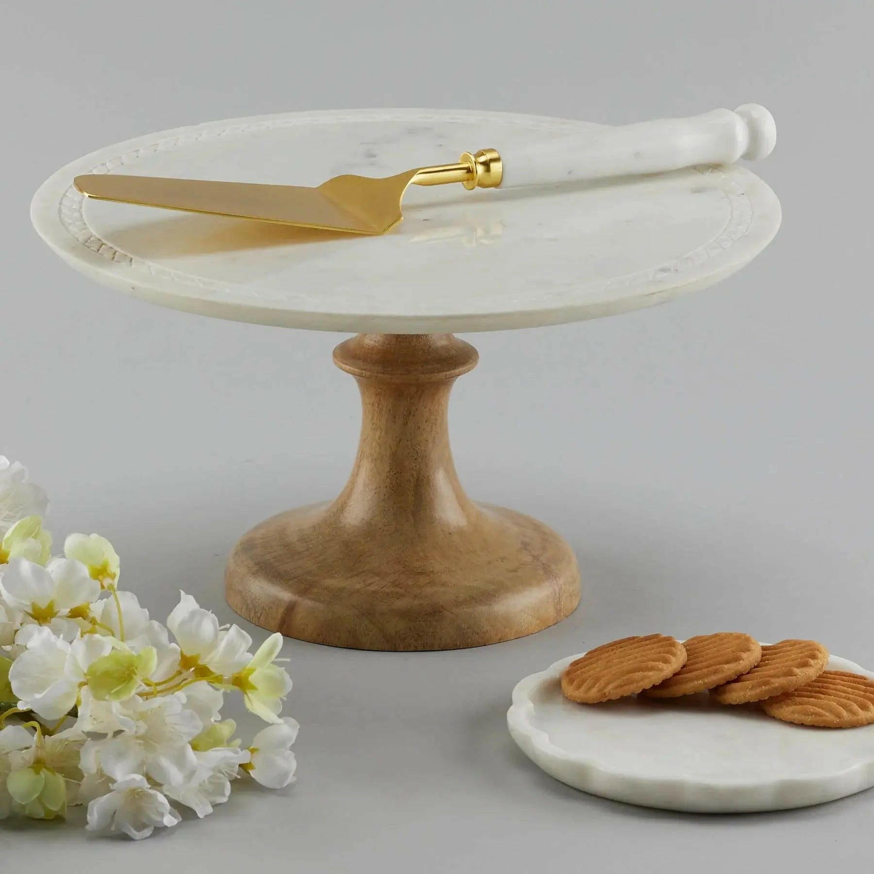 AVA Luxury Marble Pedestal Cake Stand.