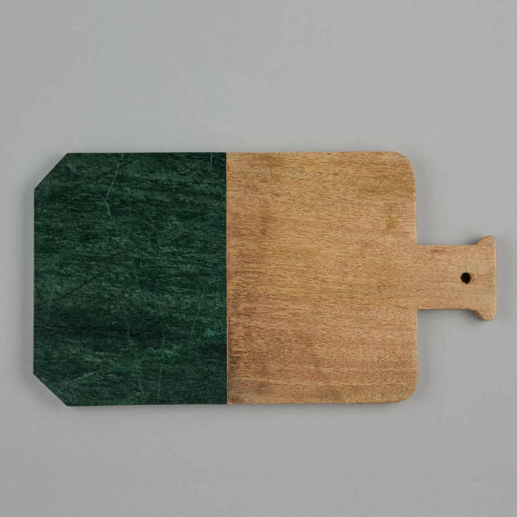 Green Marble and Wooden Chopping Board.