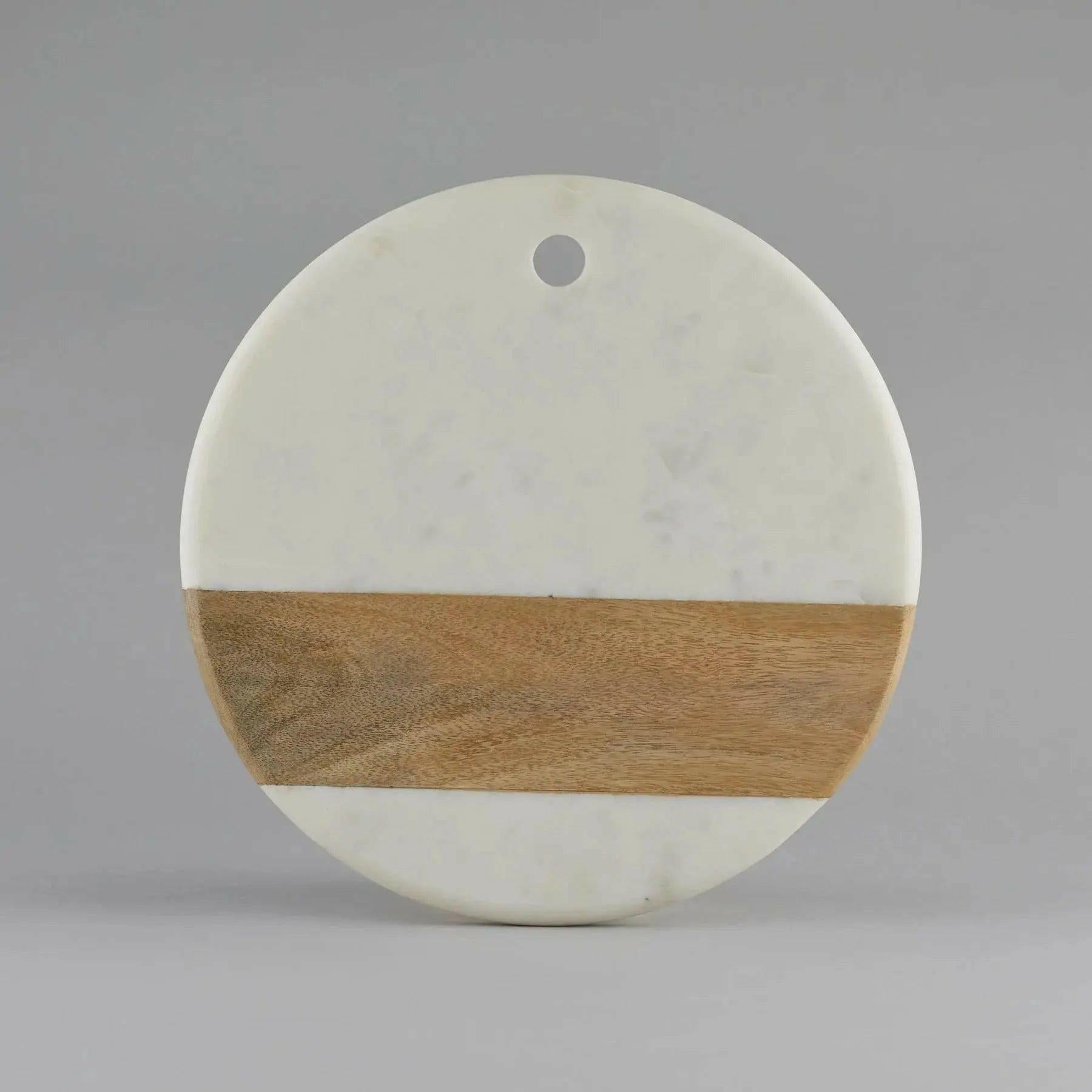 Marble and Round Wooden Chopping Board.