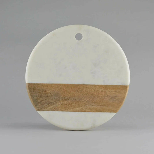 Marble and Round Wooden Chopping Board.