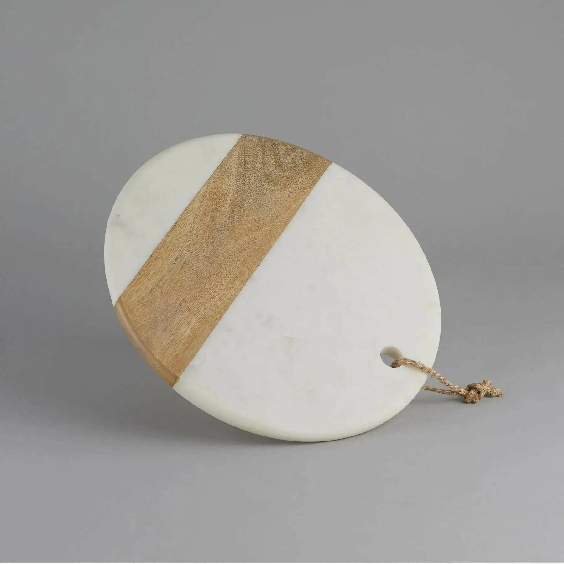 Marble and Round Wooden Chopping Board.