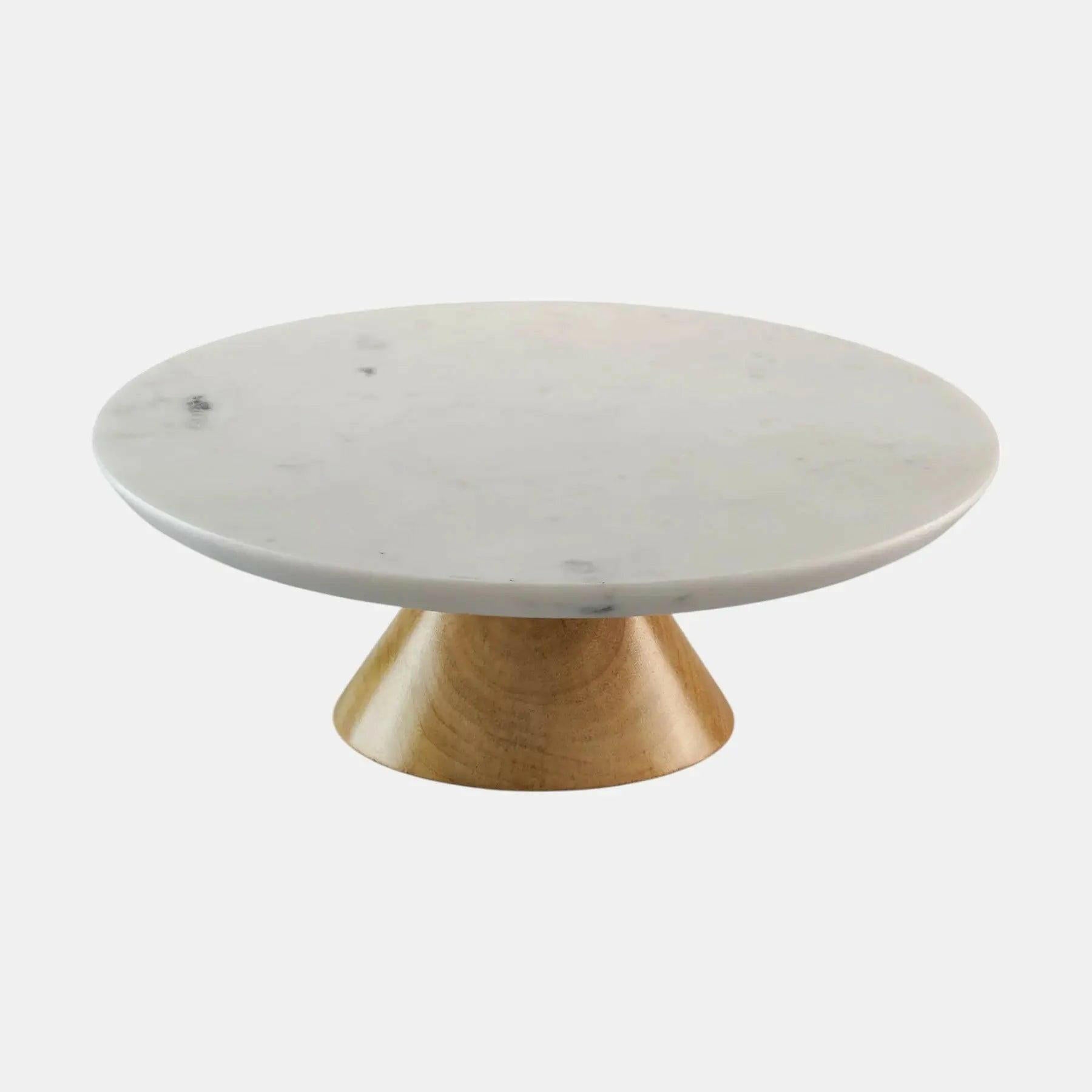 Marble and Wood Round Cake Stand.