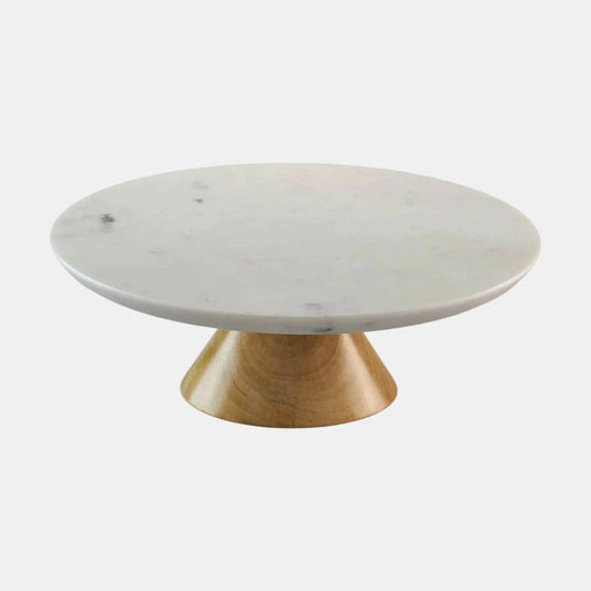 Marble and Wood Round Cake Stand.