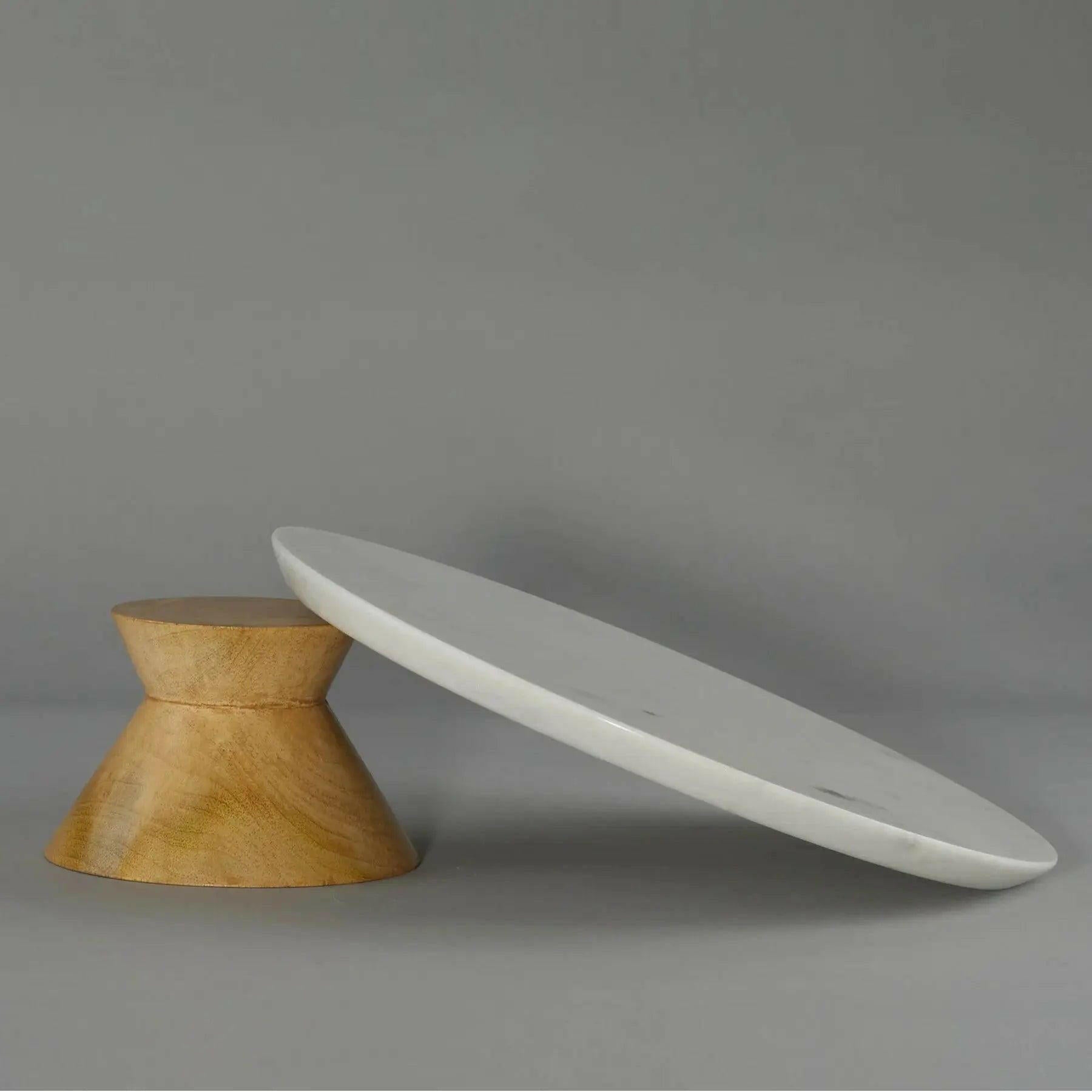 Marble and Wood Round Cake Stand.