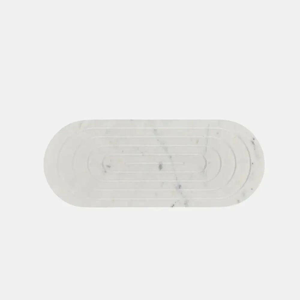 Oblong White Marble Serving Platter.