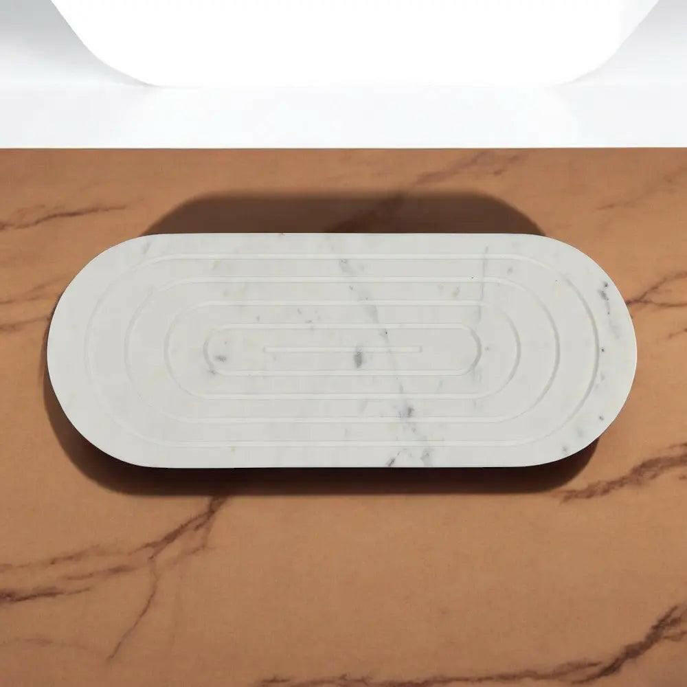 Oblong White Marble Serving Platter.