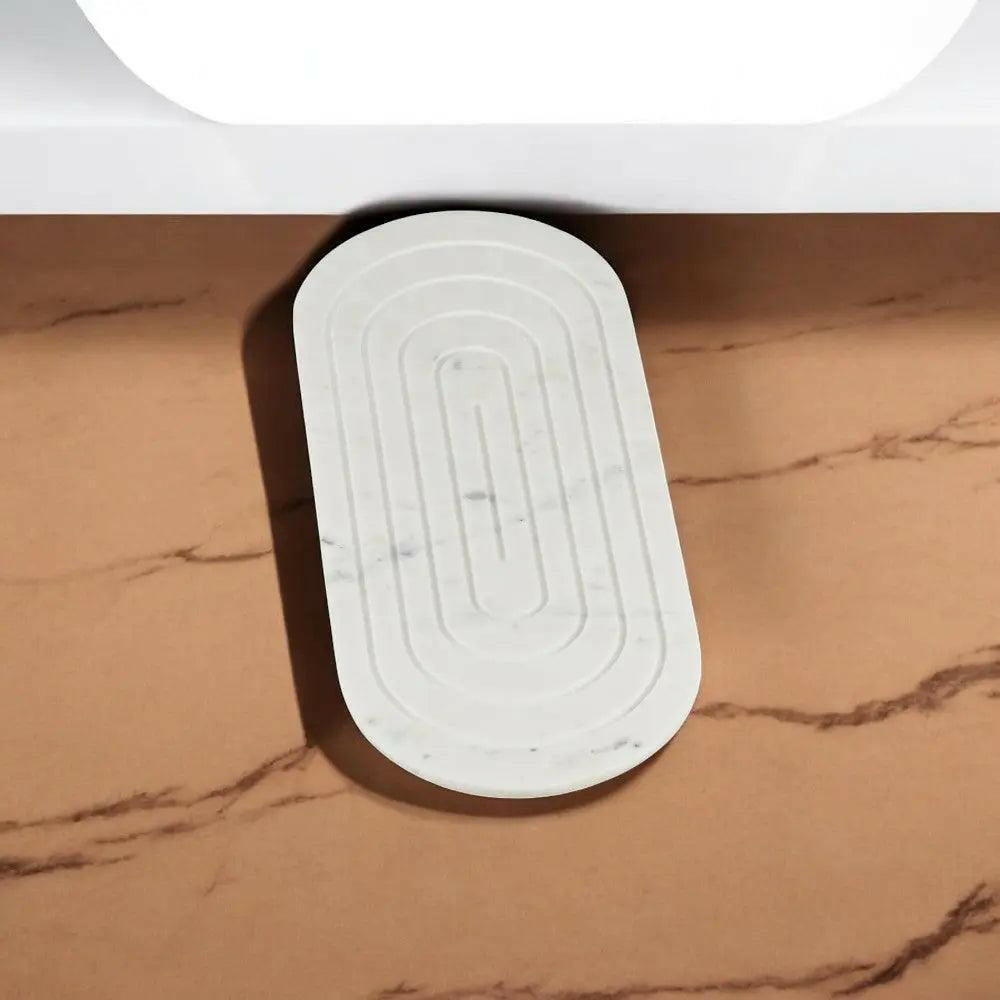 Oblong White Marble Serving Platter.