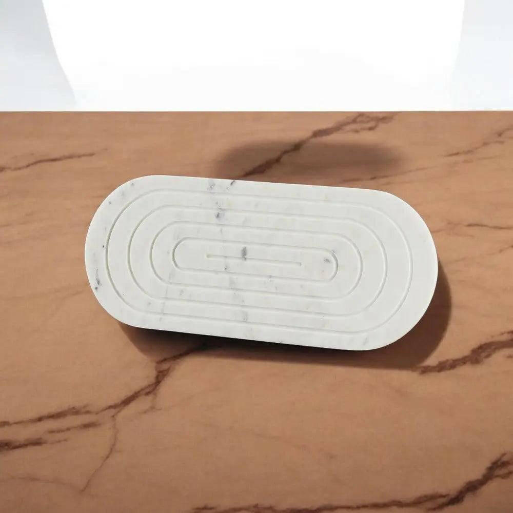 Oblong White Marble Serving Platter.