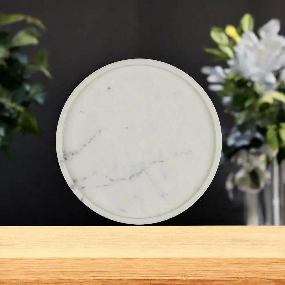 Timeless Opulent Round Marble Tray.