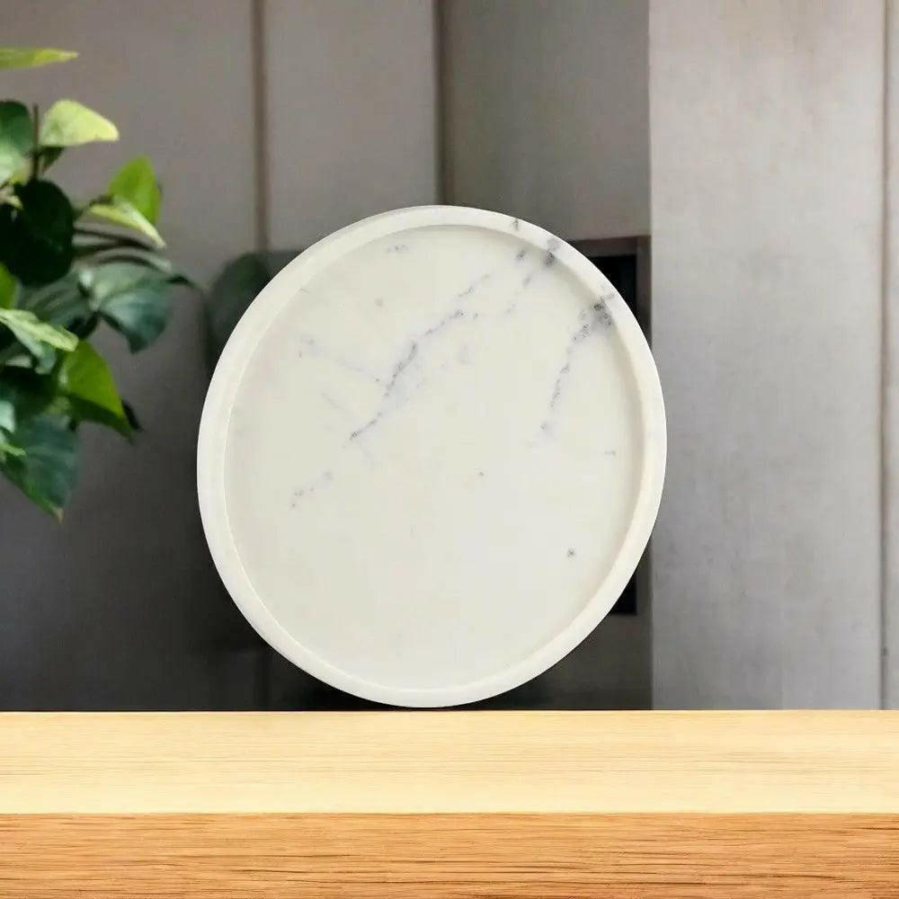 Timeless Opulent Round Marble Tray.