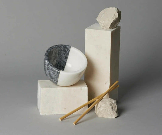 White and Grey Marble Bowl – Versatile Handcrafted Accent.