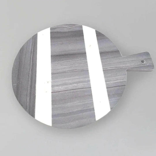 White and Grey Marble Round Chopping Board.