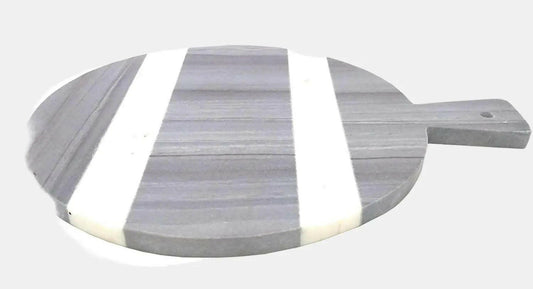 White and Grey Marble Round Chopping Board.