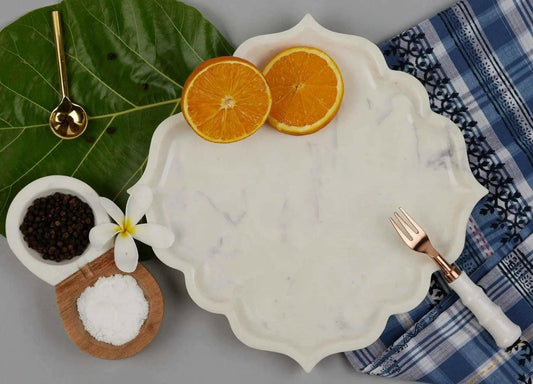 White Marble Dining Platter Maroc.