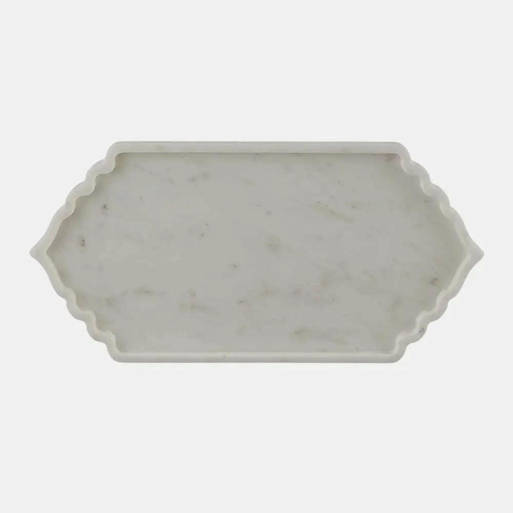 White Marble Serving Tray Long Maroc Platter.