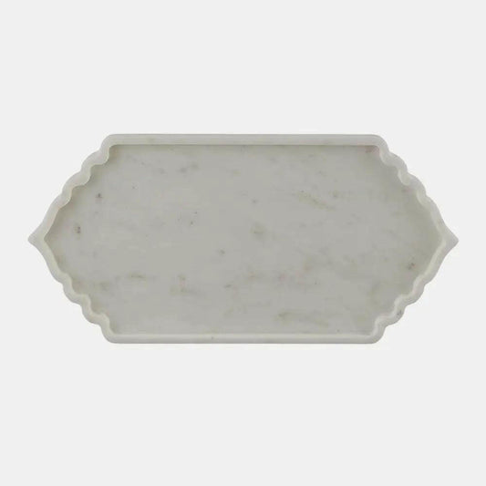 White Marble Serving Tray Long Maroc Platter.