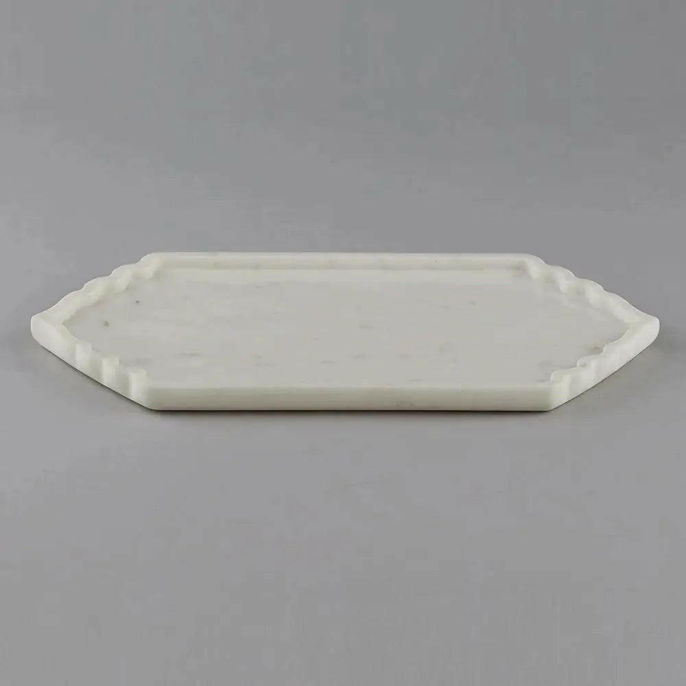 White Marble Serving Tray Long Maroc Platter.