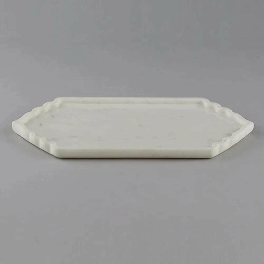 White Marble Serving Tray Long Maroc Platter.