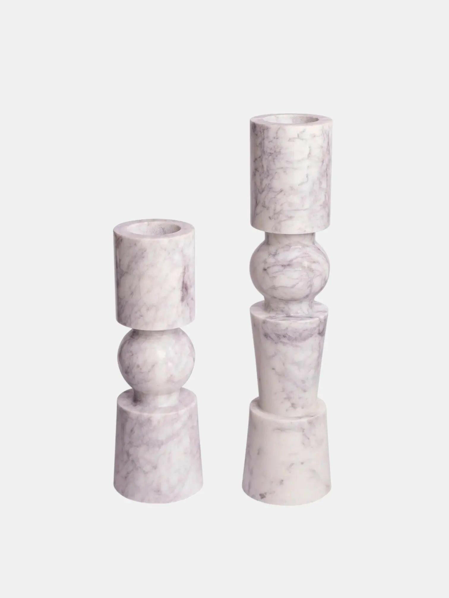 Modern Marble Candle Holder, Black and White.