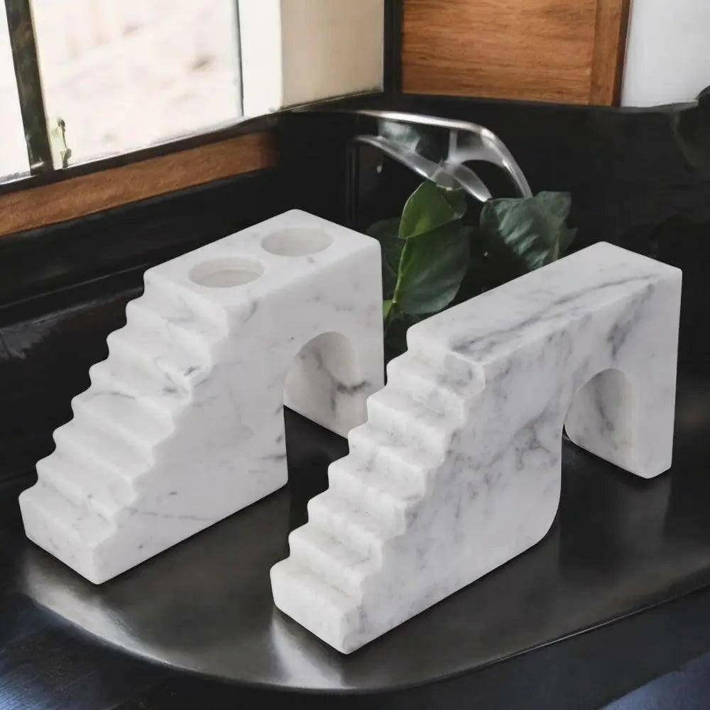 Marble Candle Holder, Stairs Design.