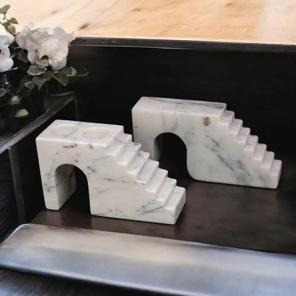 Marble Candle Holder, Stairs Design.