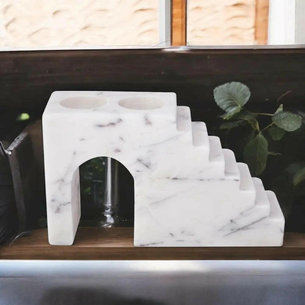 Marble Candle Holder, Stairs Design.