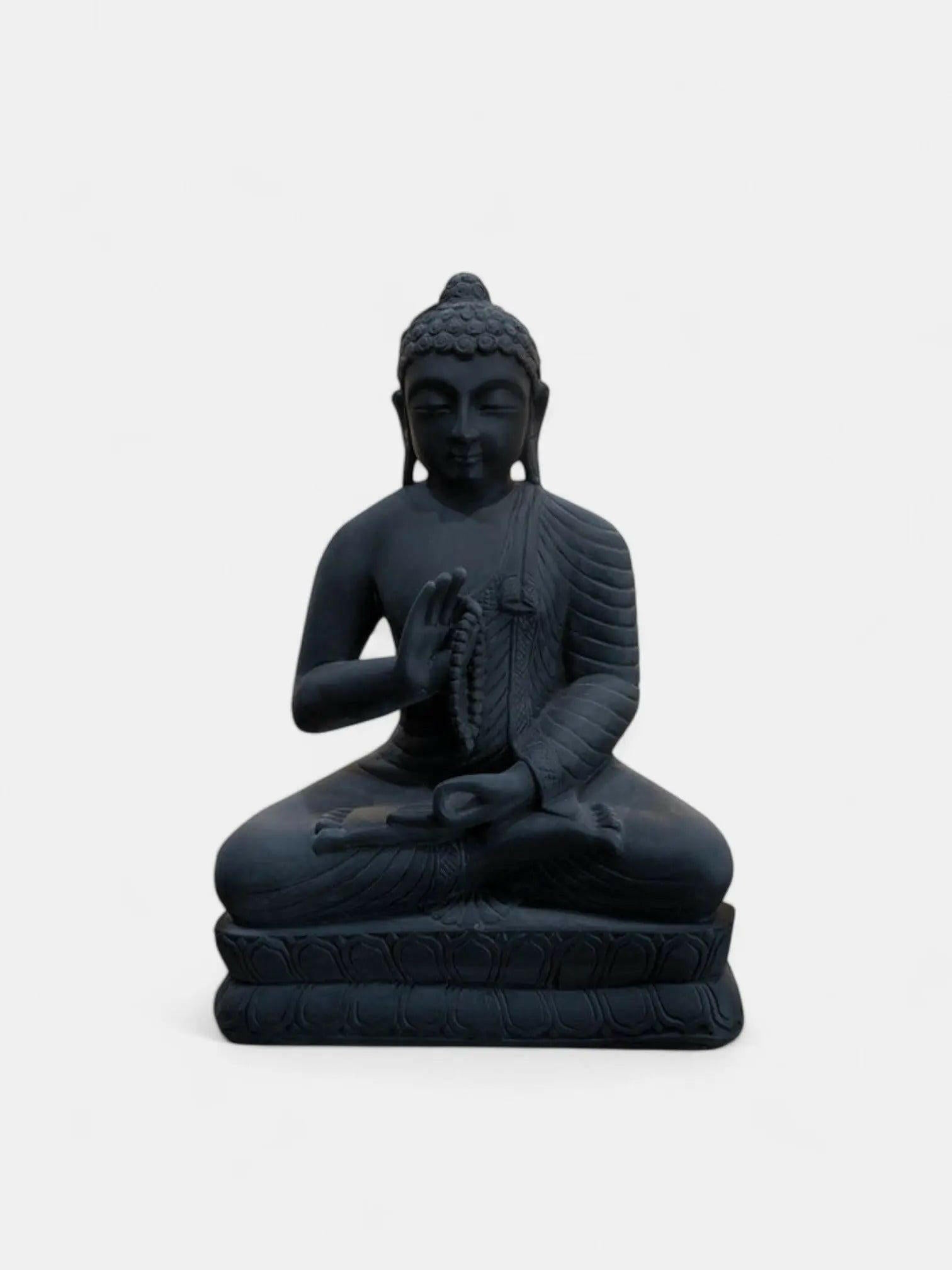 Buddha, 18 Inch, Black Marble Statue.